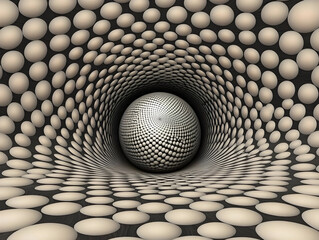 Fototapeta premium Abstract Geometric Tunnel Design With Beige Circles