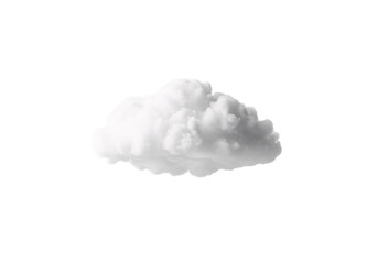 A single fluffy white cumulus cloud floating in the sky with a dark background isolated on transparent background