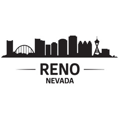 Naklejka premium Reno skyline horizontal banner. Reno, Nevada. Vector template for your design. Vector black silhouette. with white background