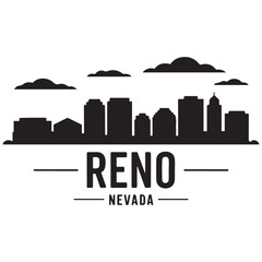 Fototapeta premium Reno skyline horizontal banner. Reno, Nevada. Vector template for your design. Vector black silhouette. with white background
