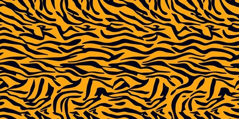 Fototapeta premium Seamless tiger stripe vector pattern, ideal for textile, web, and print designs, digital art, feline