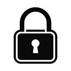 Lock icon in black, isolated on a white background.