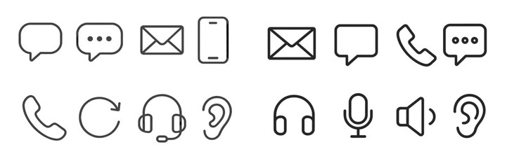 Various communication icons depicting different methods of contact and interaction in modern technology