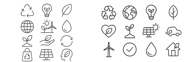 Icons representing sustainability and environmental awareness displayed in a clean and modern layout for educational purposes