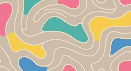 Abstract pattern featuring organic shapes and flowing lines in vibrant colors, creating a dynamic visual.