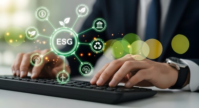 Esg environmental social governance business concept for sustainable development analysis report