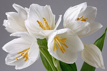 Obraz premium Close-up of a bouquet of white paper tulips.