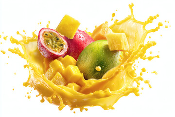 Exotic fruit splash with mango and passionfruit