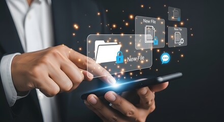Secure file management system concept using smartphone for business data cloud storage access