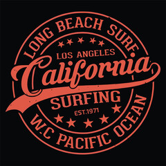 California Surfing Vintage Badge Vector