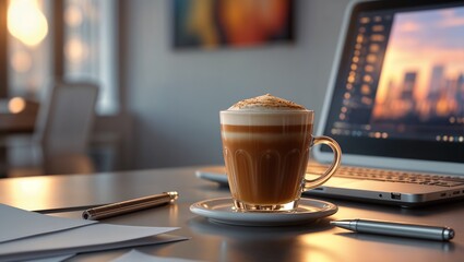 Productive Workspace with Goals To-Do List and Coffee