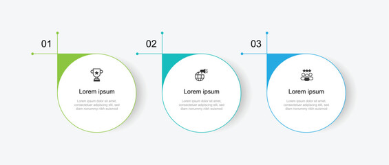 3 circle infographic template with icons suitable for business information and web presentation.