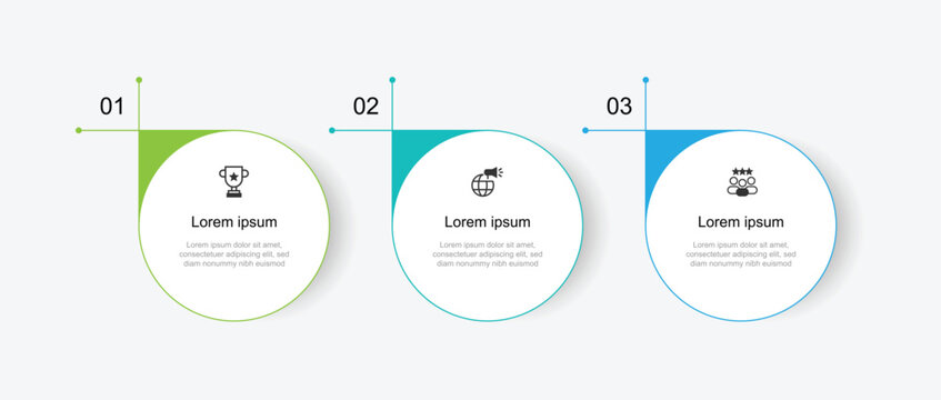 3 circle infographic template with icons suitable for business information and web presentation.