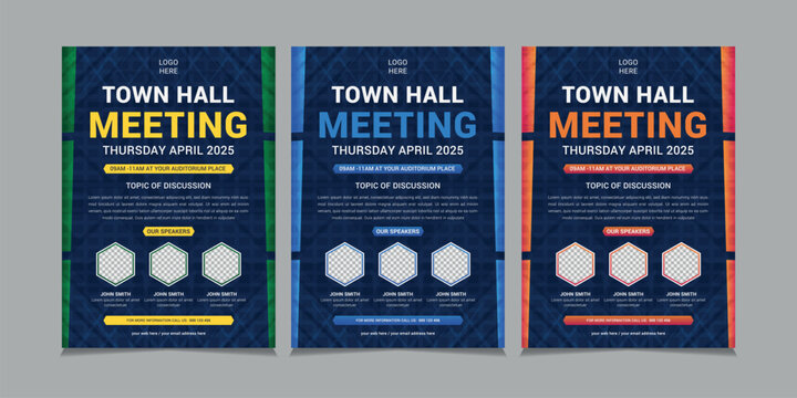 Town Hall Meeting Flyer Templates, vector illustration eps 10.