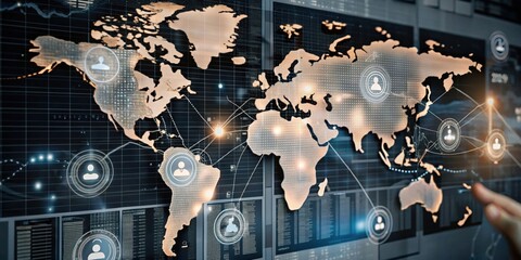 Global network connections world map data visualization technology worldwide business