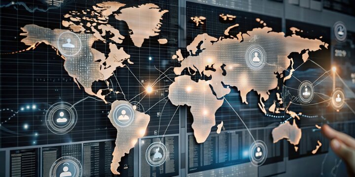 Global network connections world map data visualization technology worldwide business