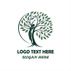 Obraz premium Abstract Female Tree Logo – Organic Wellness and Beauty Branding