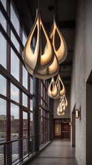 Modern indoor irregular shape lighting, interior design, elegant and luxury.