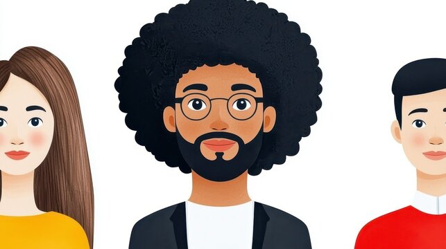 A diverse set of illustrated avatar icons representing people of different ethnicities and genders ideal for website user profiles or social media applications showcasing