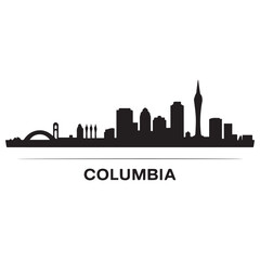 Naklejka premium Columbia skyline horizontal banner. Columbia, South Carolinaa. Vector template for your design. Vector black silhouette. with white background