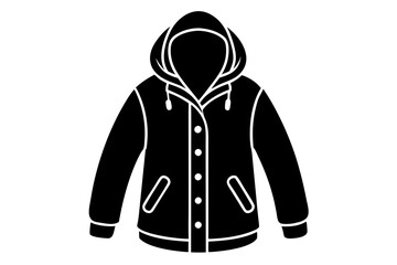Winter jacket icon vector in silhouette for seasonal design