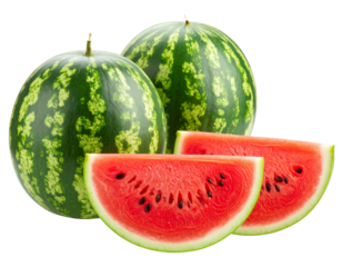 Whole and Sliced Watermelon Display – Transparent Background Prompt