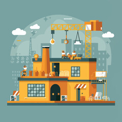 Naklejka premium illustrations vector construction industry building machine 