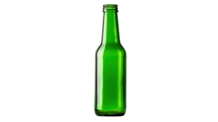 Green glass bottle isolated on a white background, png, transparent