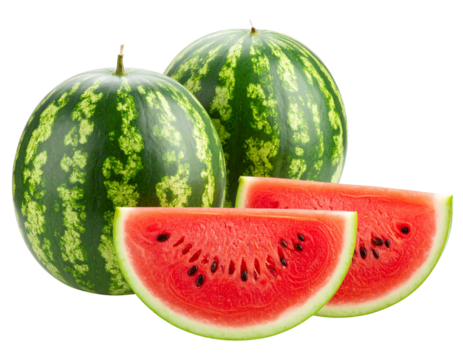 Whole and Sliced Watermelon Display – Transparent Background Prompt