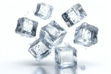 Obraz premium Transparent ice cubes floating in air