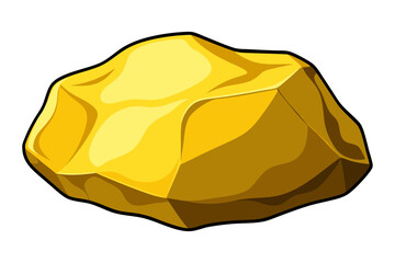 Shiny Gold Nugget Vector Illustration on White Background