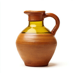 An earthenware jug with olive oil.