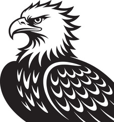 Obraz premium Majestic eagle head and wing detailed monochrome illustration bird