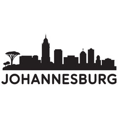 Fototapeta premium Johannesburg skyline silhouette. Black Johannesburg city. Vector black silhouette. with white background