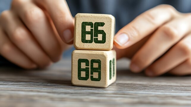Two wooden blocks stacked, displaying the numbers 86 and 89.