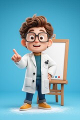 confident cute 3d cartoon doctor/teacher