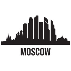 Fototapeta premium Moscow skyline silhouette. Black Moscow city. Vector black silhouette. with white background