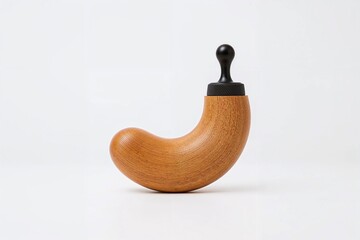Classic briar wood smoking pipe with black mouthpiece on a white background