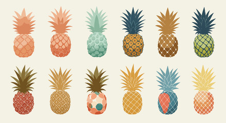Summer Pineapple with Boho Style Illustration