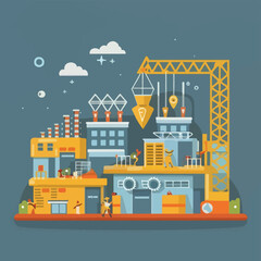Fototapeta premium illustrations vector construction industry building machine 