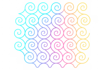 Seamless pattern of gradient-colored spirals forming a decorative design on a transparent background, ideal for various design projects
