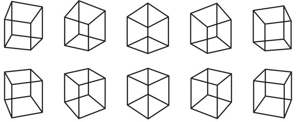 Cube icon set with perspective a cube. Vector illustration. Isolated on white background