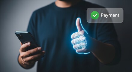Mobile payment security with fingerprint authentication and thumbs up for secure transactions online