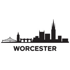 Obraz premium Worcester skyline silhouette. Black Worcester city. Vector black silhouette. with white background
