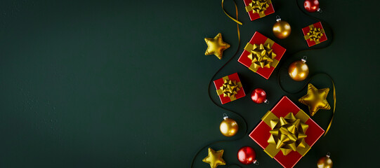 3D Christmas Gifts And Ornaments Top View