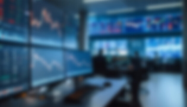 Financial data screen with blurred office cityscape suitable for business presentations, finance articles, and website banners with a modern touch.