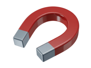 Classic red horseshoe magnet isolated on white
