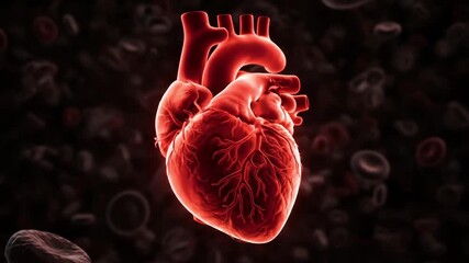 Beating heart animation, realistic 3d human heart beating inside body with blood flow perfect for medical visuals anatomy education and healthcare themed science content - Powered by Adobe