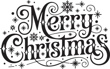 Merry Christmas Elegant Typography with Snowflakes and Festive Design