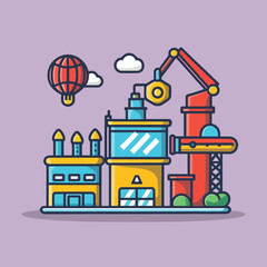 illustrations vector construction industry building machine